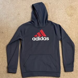 Adidas Dark Blue Hoodie with Red and White Logo